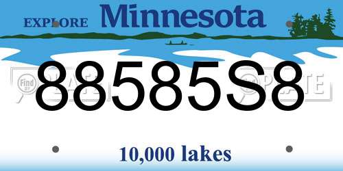 88585S8 Minnesota License Plate