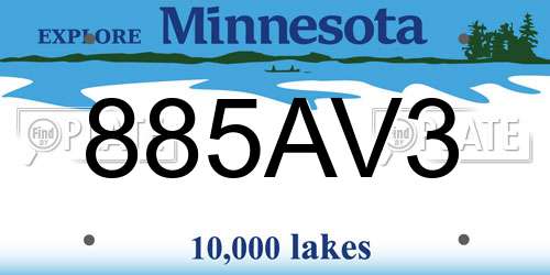 885AV3 Minnesota License Plate