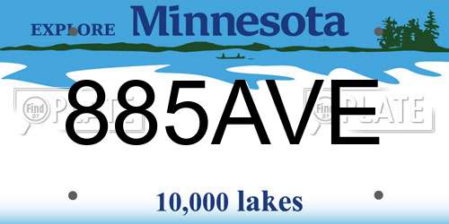885AVE Minnesota License Plate