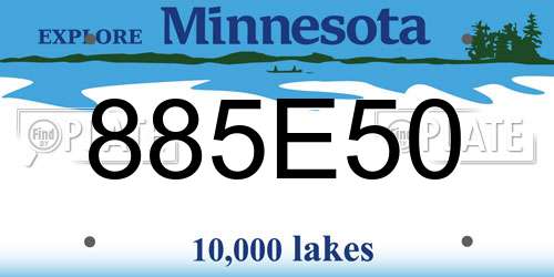 885E50 Minnesota License Plate
