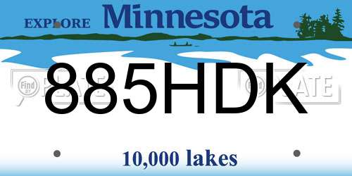 885HDK Minnesota License Plate