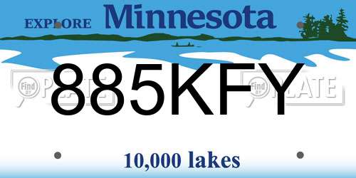 885KFY Minnesota License Plate