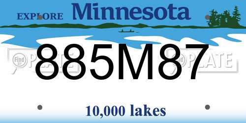 885M87 Minnesota License Plate