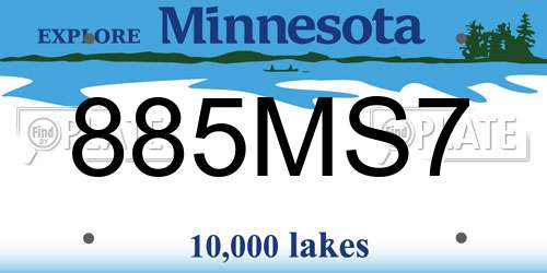 885MS7 Minnesota License Plate