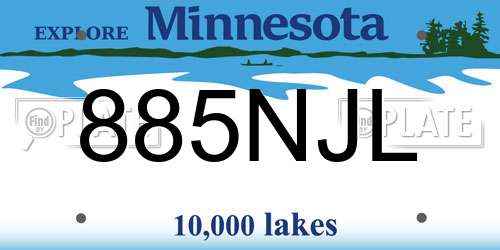 885NJL Minnesota License Plate