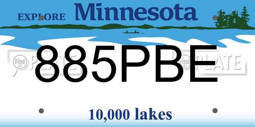 885PBE Minnesota License Plate