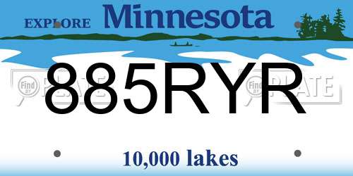 885RYR Minnesota License Plate