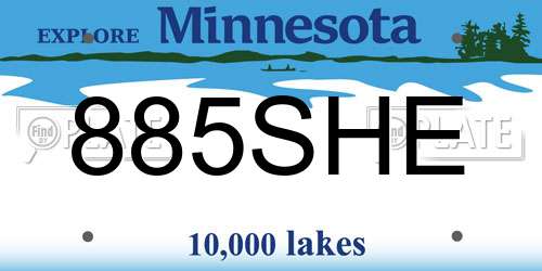 885SHE Minnesota License Plate