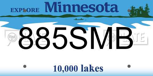 885SMB Minnesota License Plate