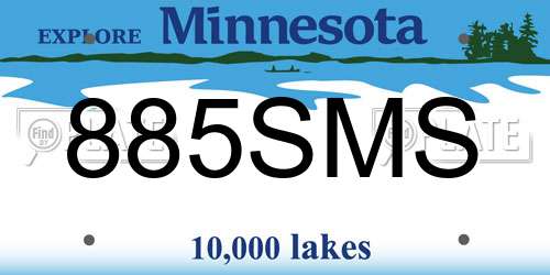 885SMS Minnesota License Plate