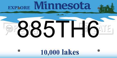 885TH6 Minnesota License Plate