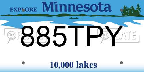 885TPY Minnesota License Plate