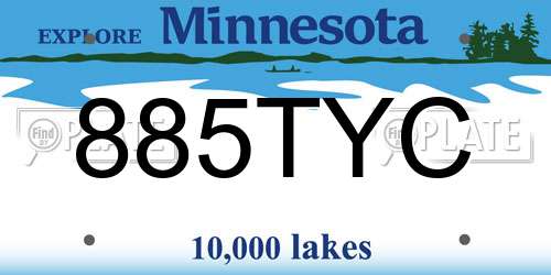 885TYC Minnesota License Plate