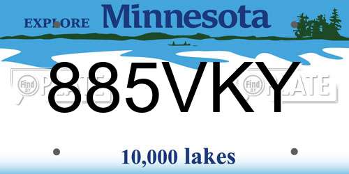 885VKY Minnesota License Plate