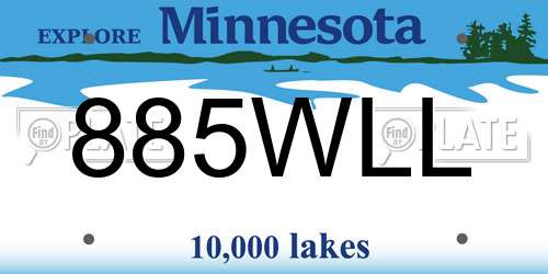 885WLL Minnesota License Plate