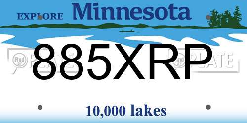 885XRP Minnesota License Plate