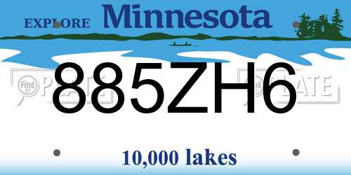 885ZH6 Minnesota License Plate
