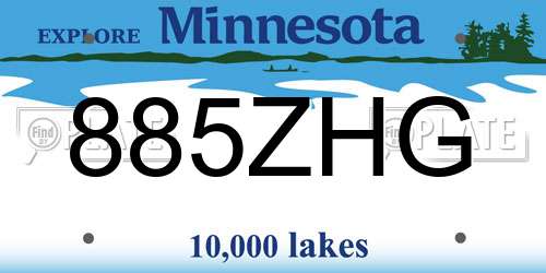 885ZHG Minnesota License Plate