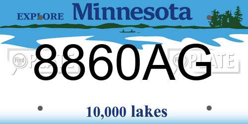 8860AG Minnesota License Plate