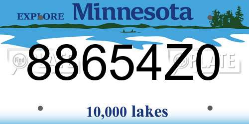 88654Z0 Minnesota License Plate