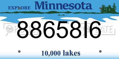 88658I6 Minnesota License Plate
