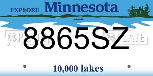 8865SZ Minnesota License Plate
