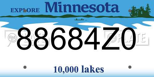 88684Z0 Minnesota License Plate