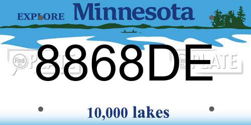 8868DE Minnesota License Plate