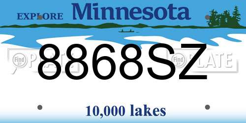 8868SZ Minnesota License Plate