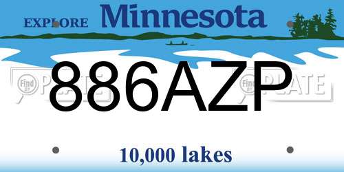 886AZP Minnesota License Plate