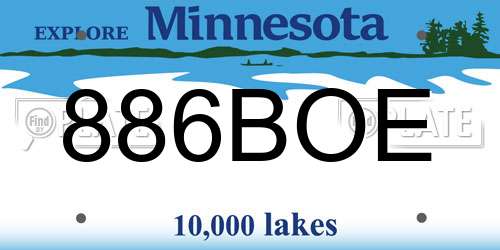 886BOE Minnesota License Plate