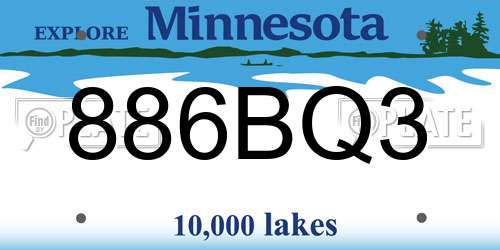 886BQ3 Minnesota License Plate