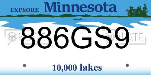 886GS9 Minnesota License Plate