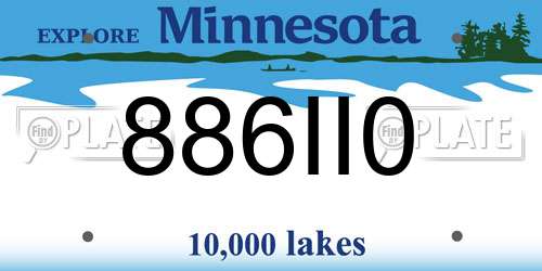 886II0 Minnesota License Plate