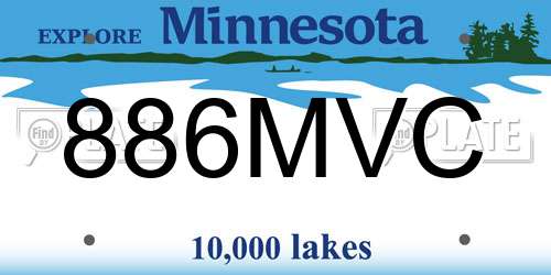 886MVC Minnesota License Plate