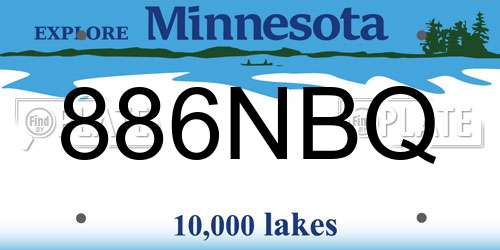 886NBQ Minnesota License Plate