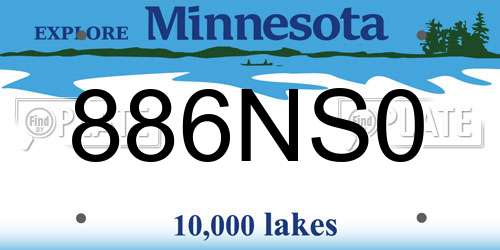 886NS0 Minnesota License Plate