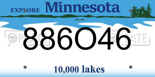 886O46 Minnesota License Plate