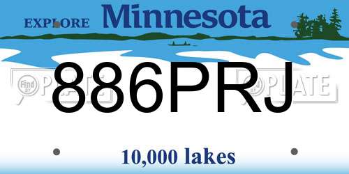 886PRJ Minnesota License Plate