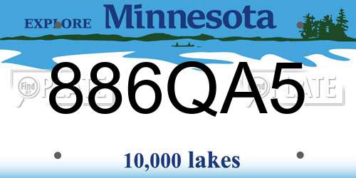 886QA5 Minnesota License Plate