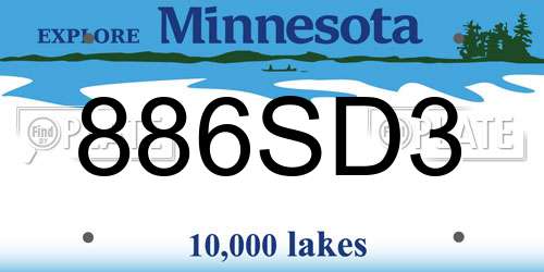 886SD3 Minnesota License Plate