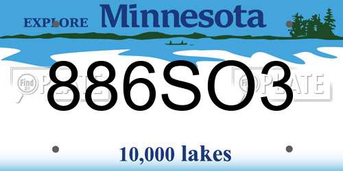 886SO3 Minnesota License Plate