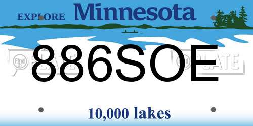 886SOE Minnesota License Plate