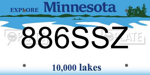 886SSZ Minnesota License Plate