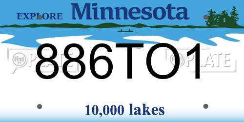 886TO1 Minnesota License Plate