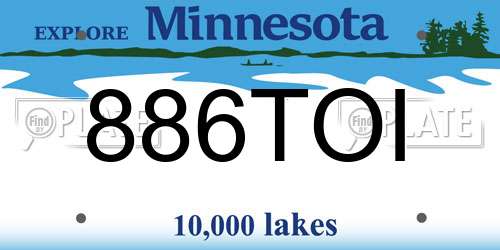 886TOI Minnesota License Plate