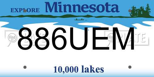 886UEM Minnesota License Plate
