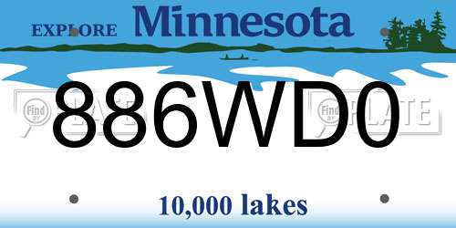 886WD0 Minnesota License Plate