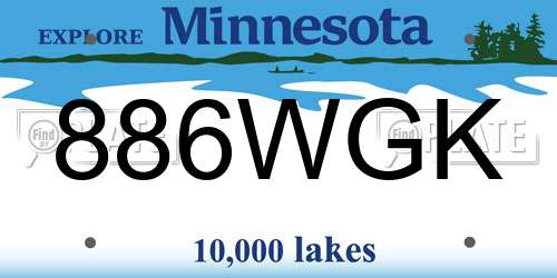 886WGK Minnesota License Plate
