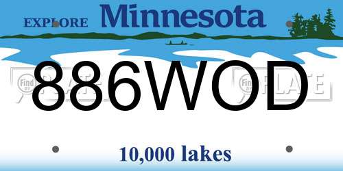 886WOD Minnesota License Plate